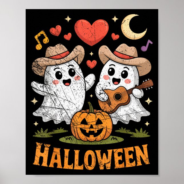 Affiche Ghost Playing Guitar For Halloween Lovers  (Devant)