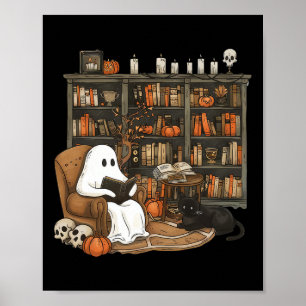 Affiche Ghost Reading Livres Librairie Enseignant Hallowee