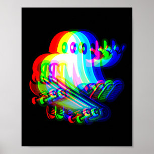 Affiche Ghost Trippy Vaporwave Halloween Techno Rave Edm