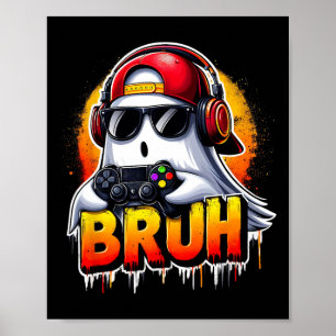 Affiche Ghost Video Game Bruh Halloween Gaming Controller