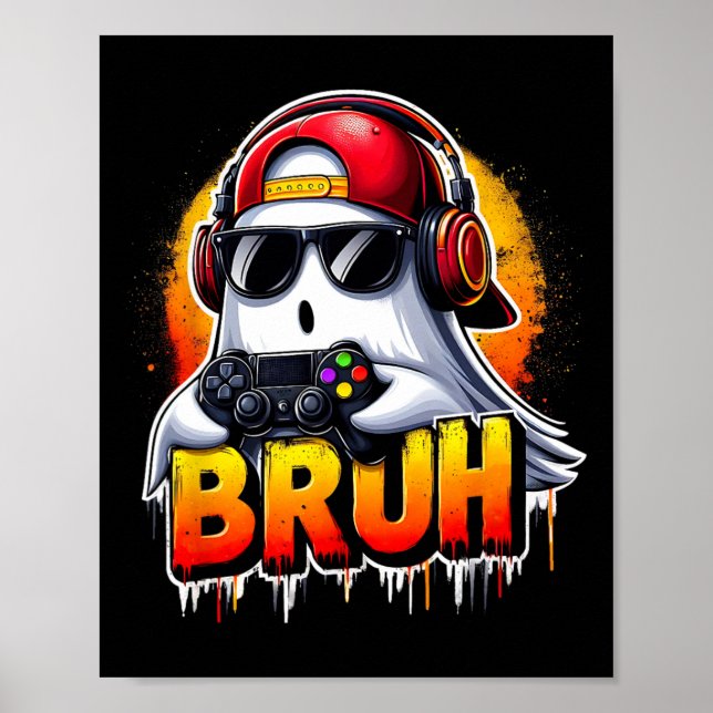 Affiche Ghost Video Game Bruh Halloween Gaming Controller (Devant)