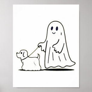 Affiche Ghost Walking Chien Ghostile Drôle Halloween Chien