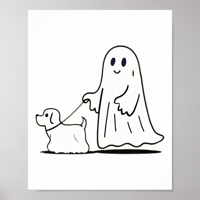 Affiche Ghost Walking Chien Ghostile Drôle Halloween Chien (Devant)