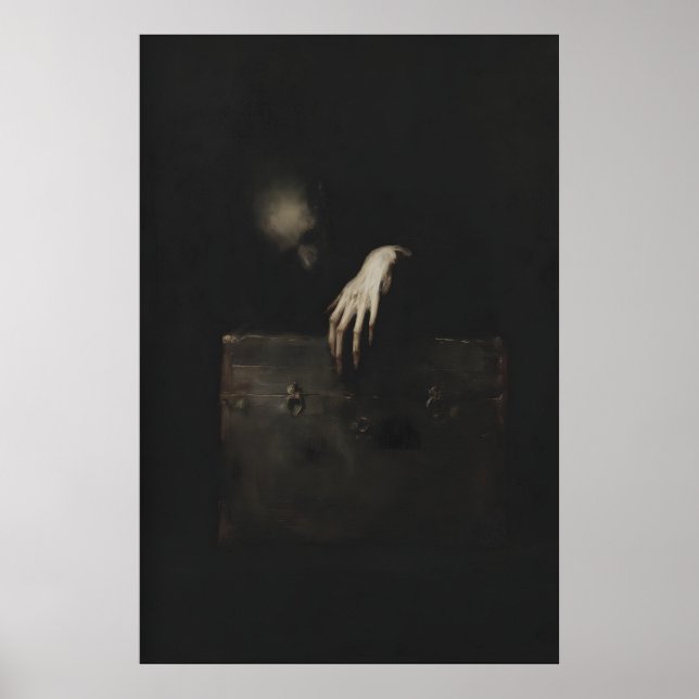 Affiche Ghostly Figure Reaching Out of Antique Chest (Devant)