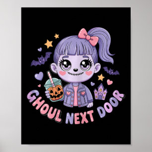 Affiche Ghoul Porte voisine Kawaii Zombie Girl Éffrayante