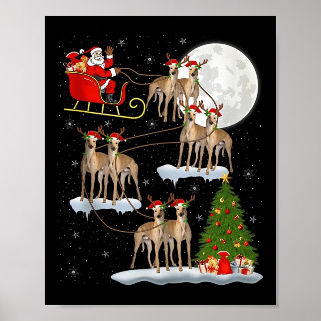 Affiche Ghound Dog Santa Sleigh Flying Funny Magical Chris (Devant)