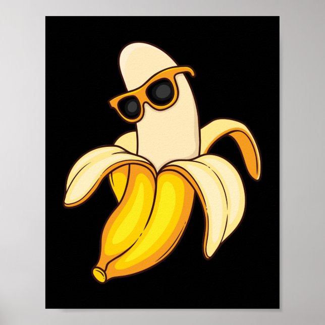 Affiche Giant Long Yellow Banana Wearing Summer Sunglasses (Devant)