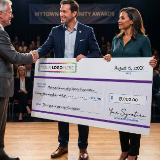 Affiche Giant Promotional Check with Business Logo |