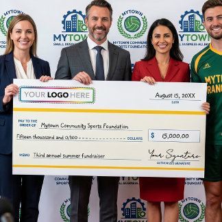 Affiche Giant Promotional Check with Business Logo |