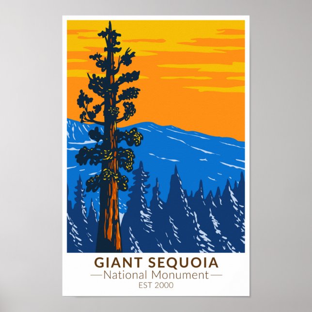 Affiche Giant Sequoia National Monument California Vintage (Devant)