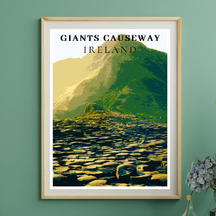 Affiche Giants Causeway, Antrim Irlande Style Rétro