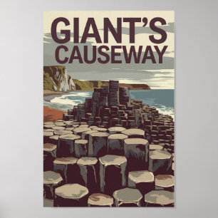 Affiche Giant's Causeway Irlande Illustration Travel Art