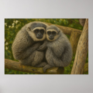Affiche Gibbon Companions - Portrait émotionnel de la faun