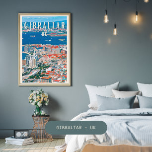 Affiche Gibraltar, ville des rochers et des falaises