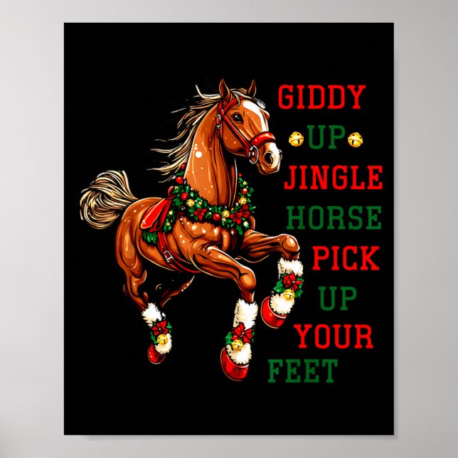 Affiche Giddy Up Jingle Horse Western Christmas Horse Coun (Devant)