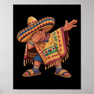 Affiche Gif de Dabbing Poncho Mexicain Danse Cinco De Mayo