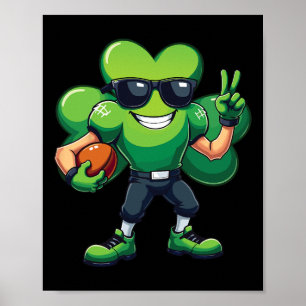 Affiche Gif drôle de Saint-Patrick Trèfle jouant au footba