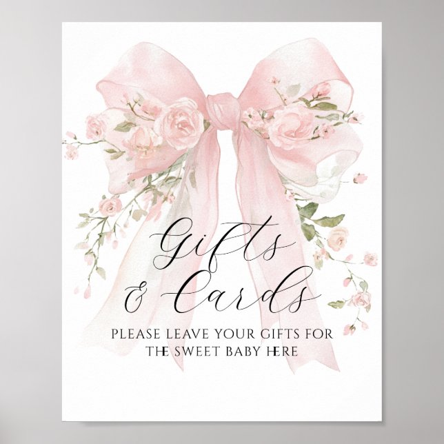 Affiche Gift & Card Floral Bow Flower Girl Baby Shower (Devant)