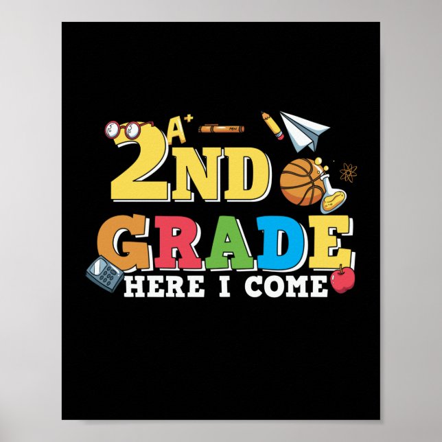 Affiche Gifts 2nd Teacher | 2nd Grade Here I Come (Devant)