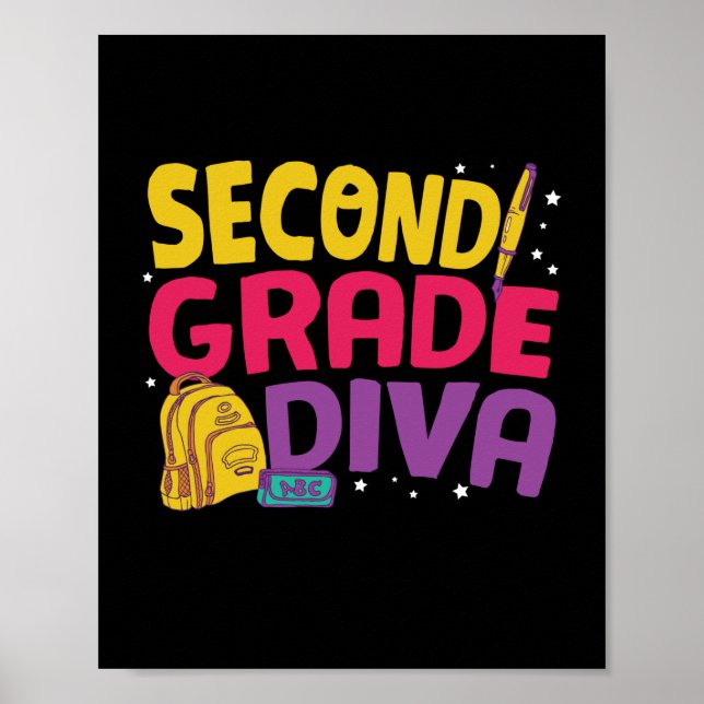 Affiche Gifts 2nd Teacher | Second Grade Diva (Devant)