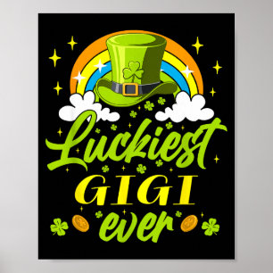 Affiche Gigi la plus chanceuse ever shamrocks chanceux St
