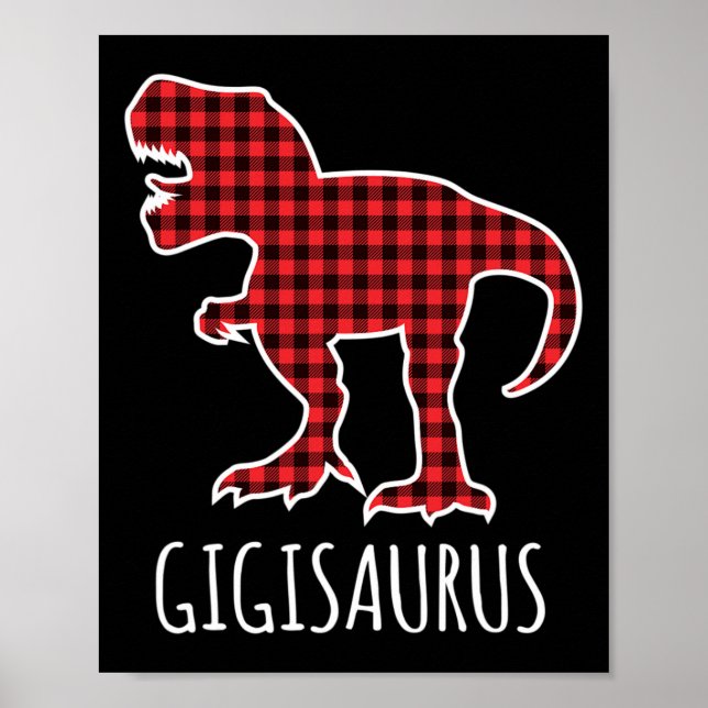 Affiche Gigisaurus Buffalo à carreaux dinosaure drôle asso (Devant)