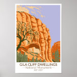 Affiche Gila Cliff Logements Monument National Nouveau-Mex<br><div class="desc">Gila Cliff Dwellings design vectoriel. Le parc a été créé pour protéger les habitations de la falaise de Mogollon dans la nature de Gila,  sur les sources de la rivière Gila,  dans le sud-ouest du Nouveau-Mexique.</div>