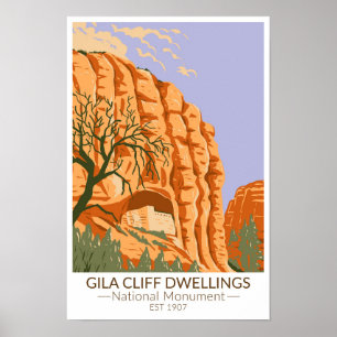 Affiche Gila Cliff Logements Monument National Nouveau-Mex