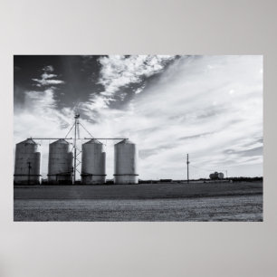 Affiche Gilbert Arizona Silos en noir et blanc
