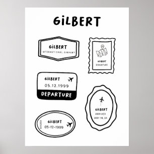 Affiche Gilbert - Collection de timbres de voyage Concep
