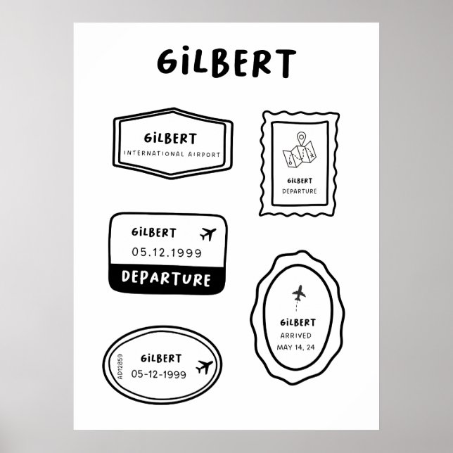 Affiche Gilbert - Collection de timbres de voyage | Concep (Devant)