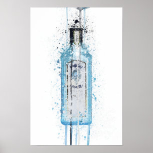 Affiche Gin Bottle Wall Art Imprimer 'Ocean Blue'