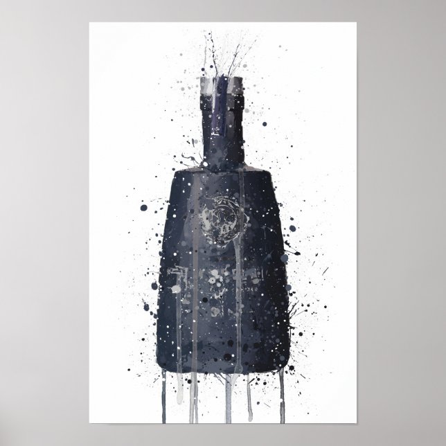 Affiche Gin Bottle Wall Art Print 'Dark Granite' (Devant)
