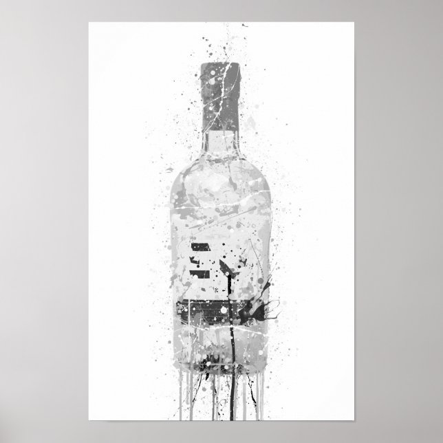 Affiche Gin Bottle Wall Art Print 'Grey Marble' (Devant)