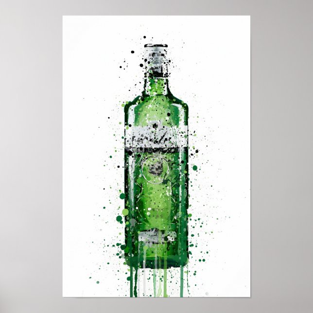 Affiche Gin Bottle Wall Art Print 'Leaf Green' (Devant)