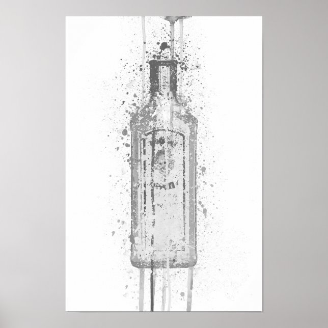 Affiche Gin Bottle Wall Art Print 'Ocean Blue' Grey  (Devant)