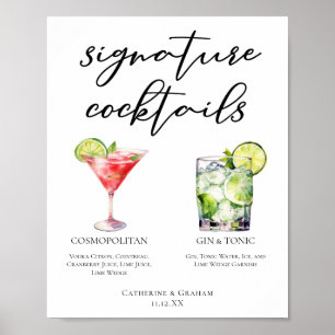 Affiche Gin cosmopolite & Cocktails Signature Tonique Menu