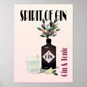 Affiche Gin rose et cocktail Tonique Pour les amateurs d