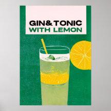 Gin Tonic avec citron vert Retro Art