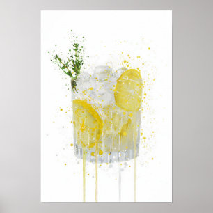 Affiche Gin & Tonic 'Citron et Thym'