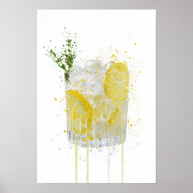 Affiche Gin & Tonic 'Citron et Thym' (Devant)