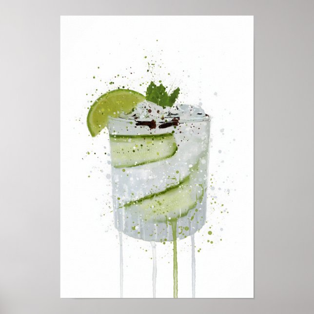 Affiche Gin & Tonic 'Cucumber and Lime'  (Devant)