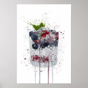 Affiche Gin & Tonic 'Myrtille et Grenade'