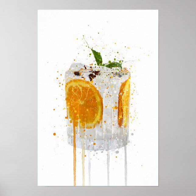 Affiche Gin & Tonic 'Orange and Basil' (Devant)