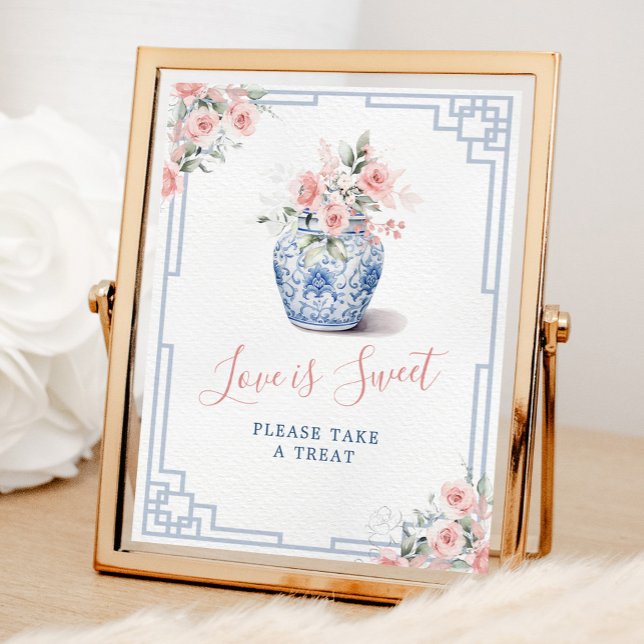 Affiche Gingembre rose pâle Jar Chinoiserie L'amour est do (Créateur téléchargé)