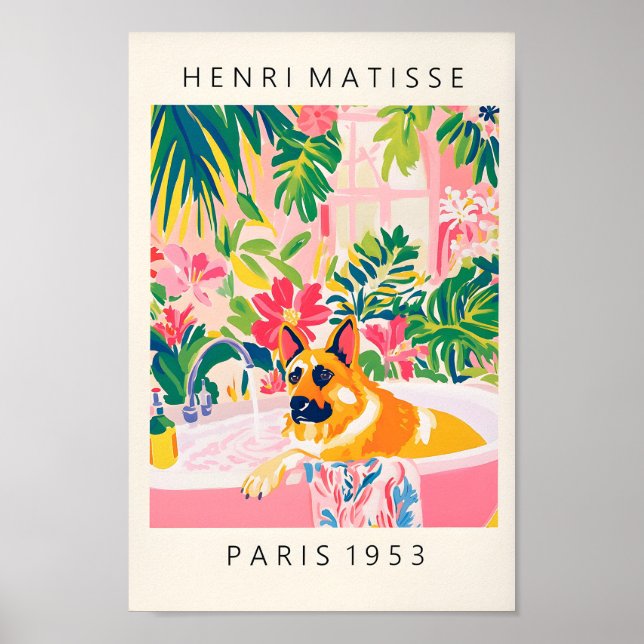 Affiche Gingembre Tabby Chat Boire Café, Cuisine Rose Art (Devant)