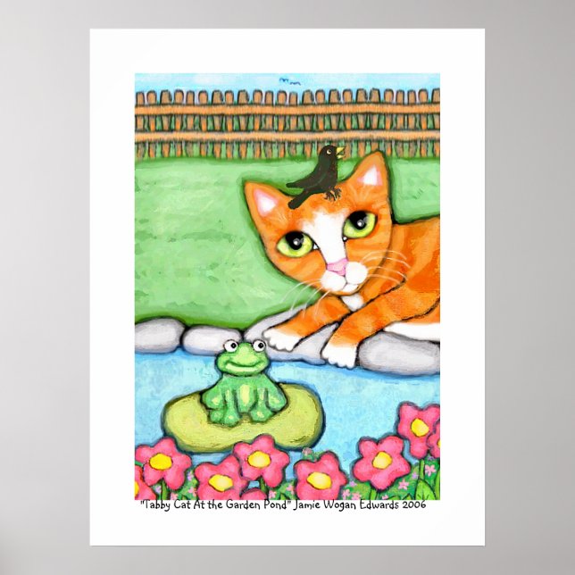 Affiche Gingembre Tabby Chat Par L'Étang (Devant)