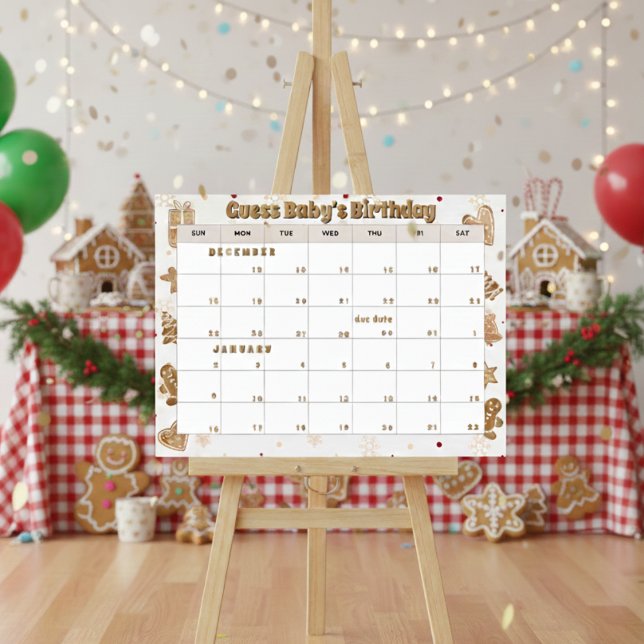 Affiche gingerbread calendar "guess baby's birthday" (Créateur téléchargé)