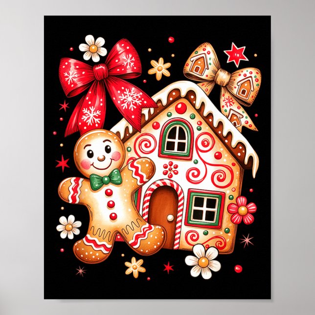 Affiche Gingerbread Christmas Bow Christmas House Retro Co (Devant)