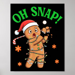 Affiche Gingerbread drôle de golf Cookie de Noël Oh Snap Ç